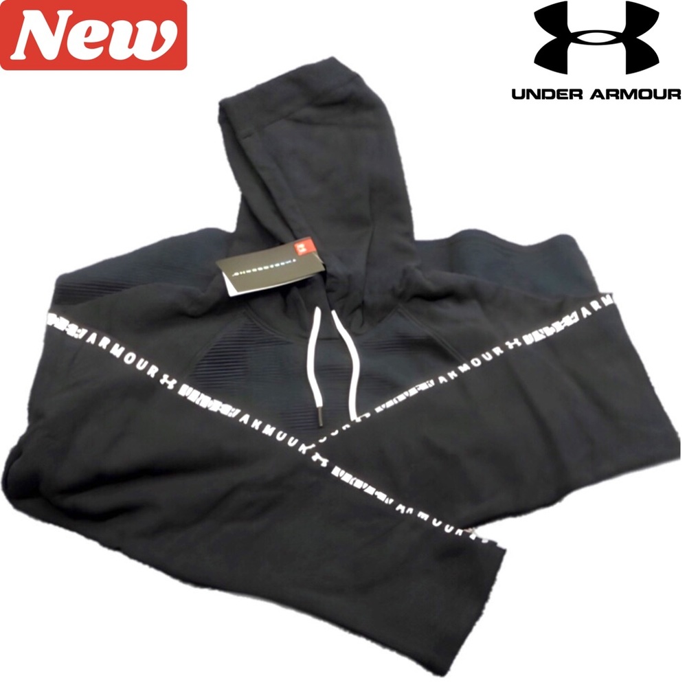 🛑CLEARANCE‼️ 🆕 Under Armour Microthread Fleece Hoodie Black and white
